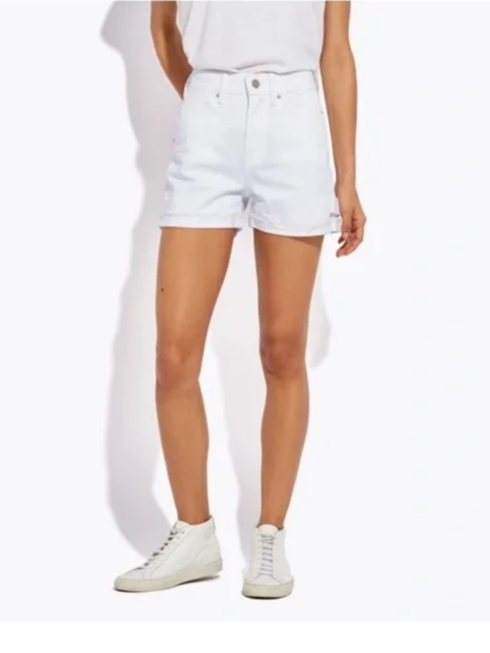 AYR White High-Rise Denim Shorts